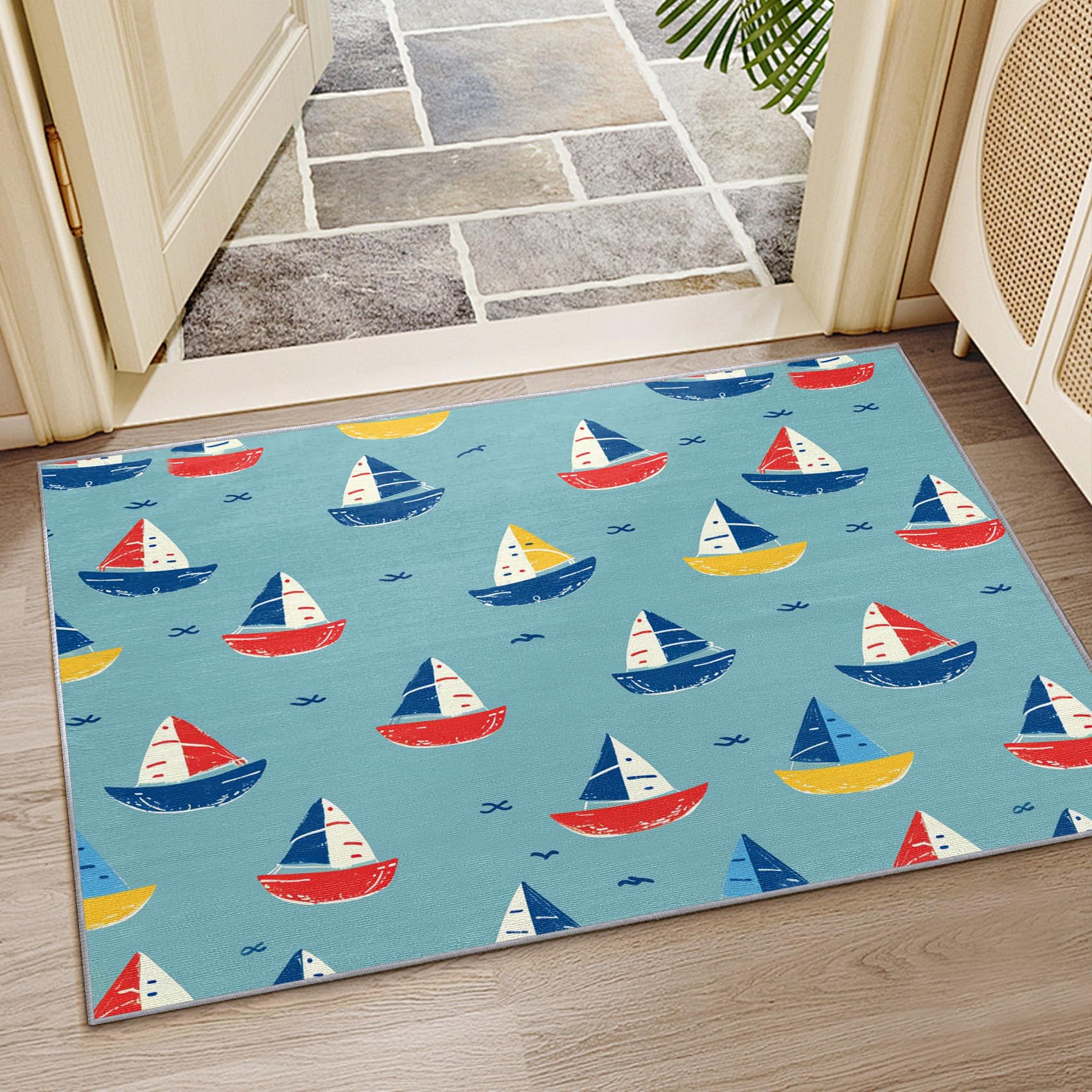 Amazon.com: Yoozitrees 4x5 Rug, Sailboat Rug, Nautical Colorful